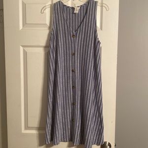 Caution to the Wind Medium Blue/White Button Down Dress